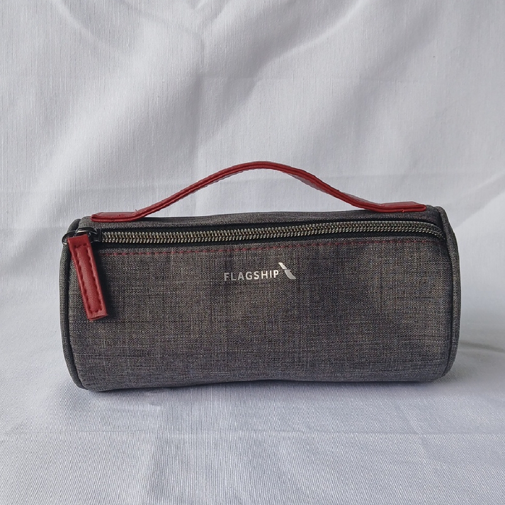 Red and Gray Cosmetic Case with Durable Design‎
